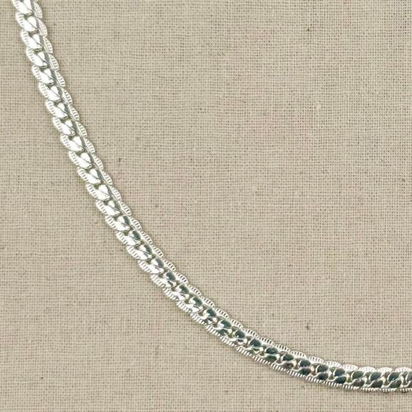 Y2K Vintage Silver Flat Chain Necklace Unisex 20" Streetwear Jewelry New - Picture 10 of 10
